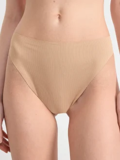 Trosor>Lindex Ribbad Seamless Stringtrosa High Waist Beige