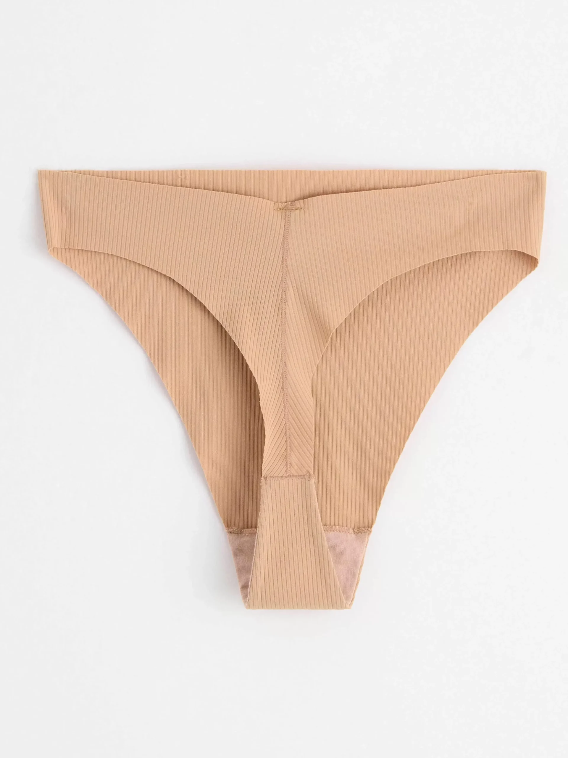Trosor>Lindex Ribbad Seamless Stringtrosa High Waist Beige