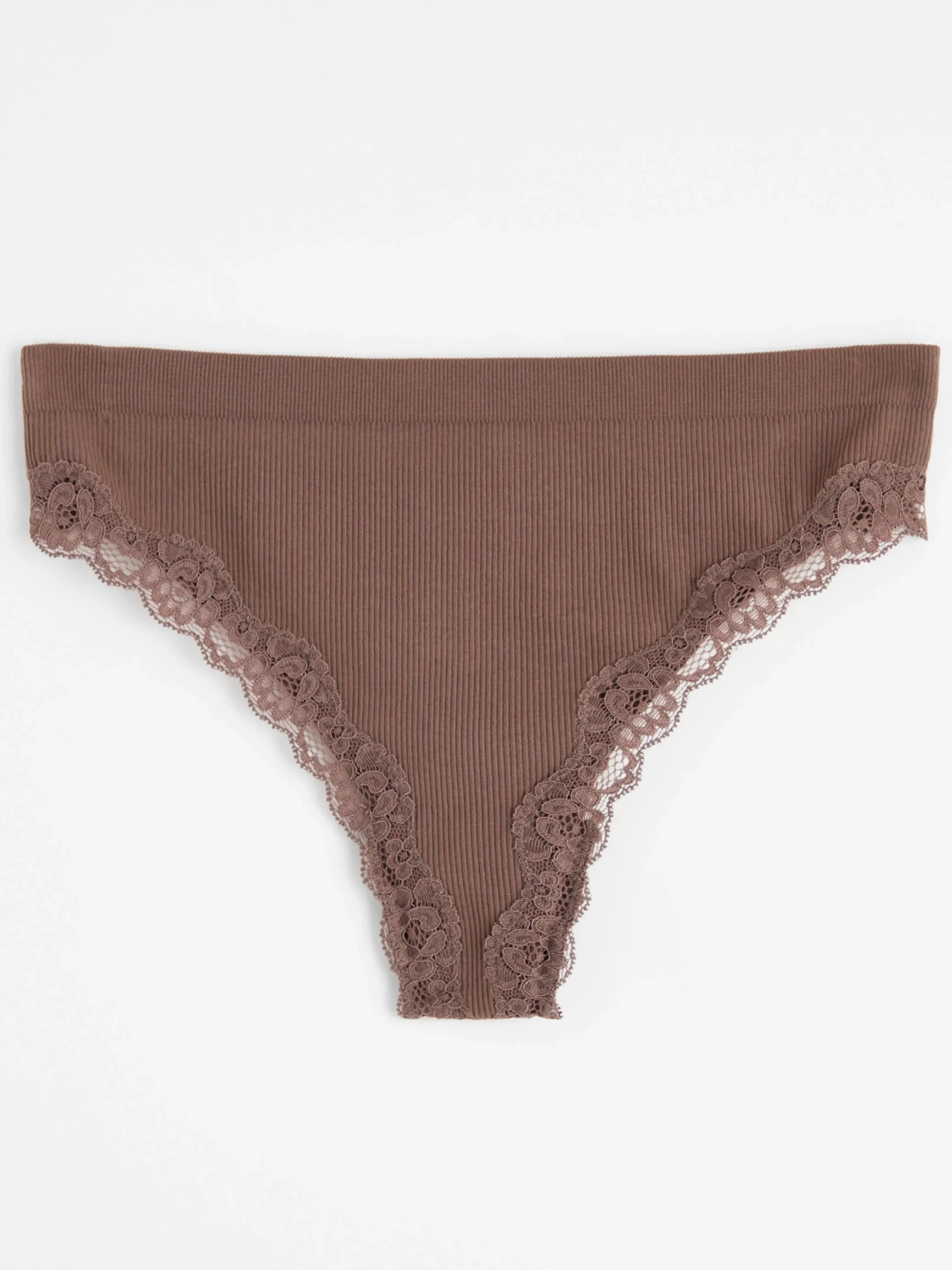 Trosor>Lindex Ribbad Seamless Stringtrosa Regular Waist Dark Dusty Brown