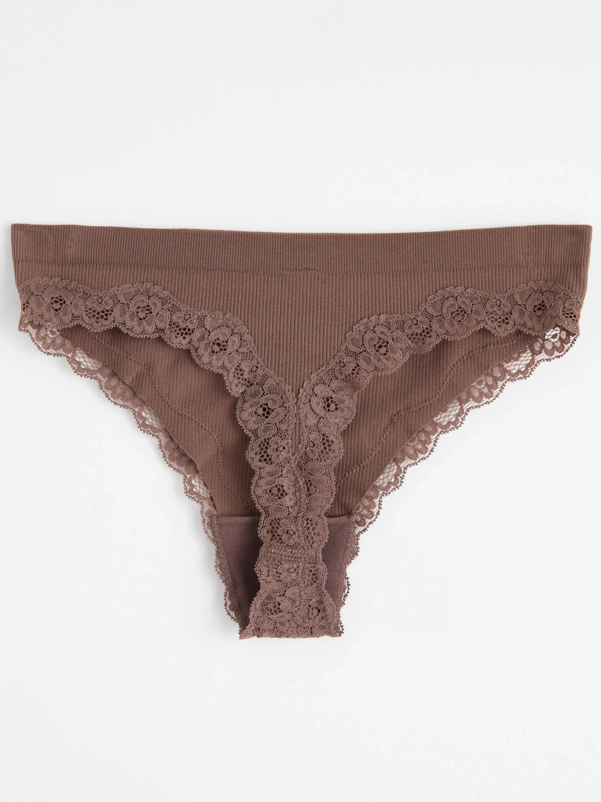 Trosor>Lindex Ribbad Seamless Stringtrosa Regular Waist Dark Dusty Brown