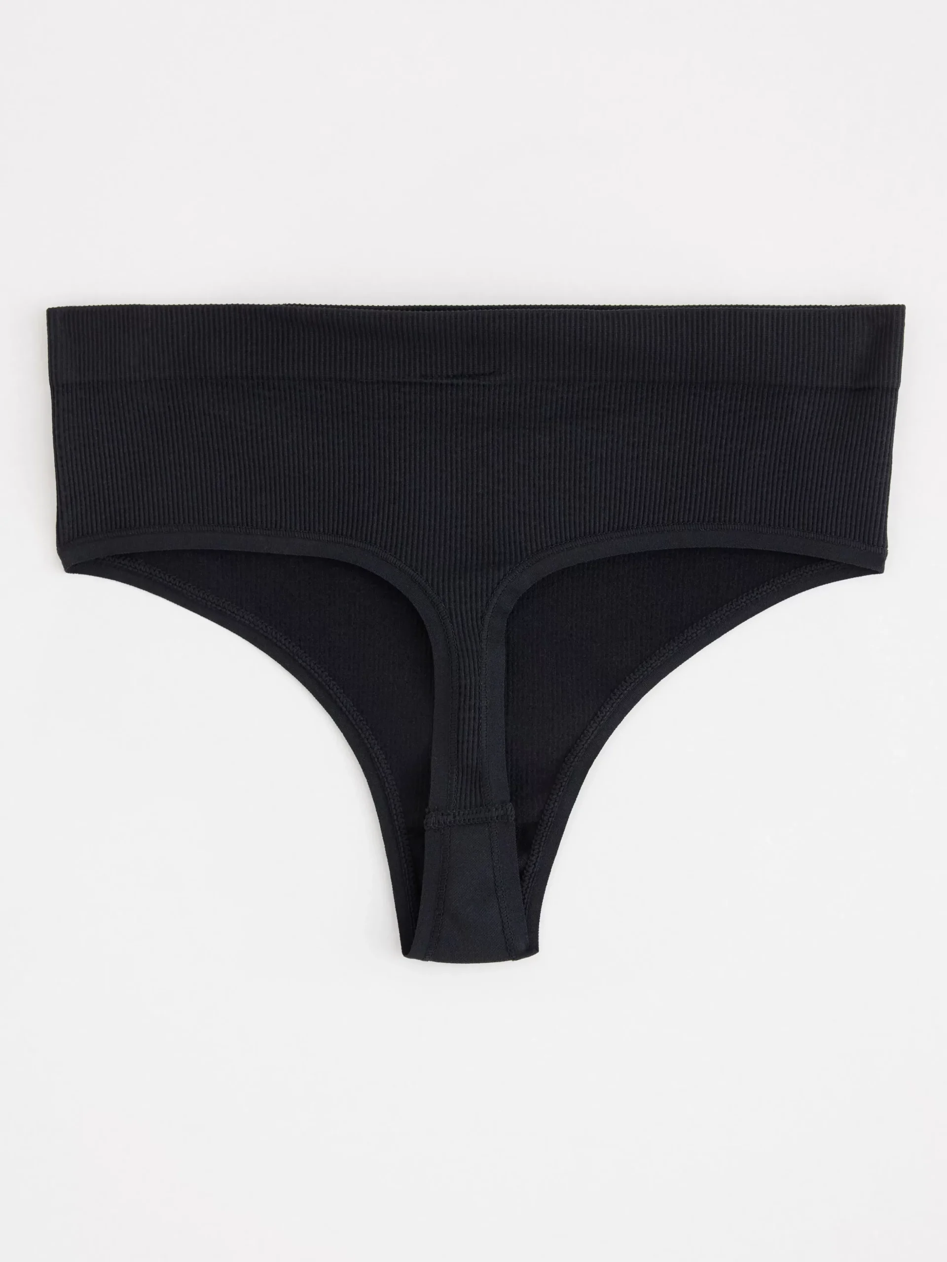 Trosor>Lindex Ribbad Stringtrosa High Waist Black