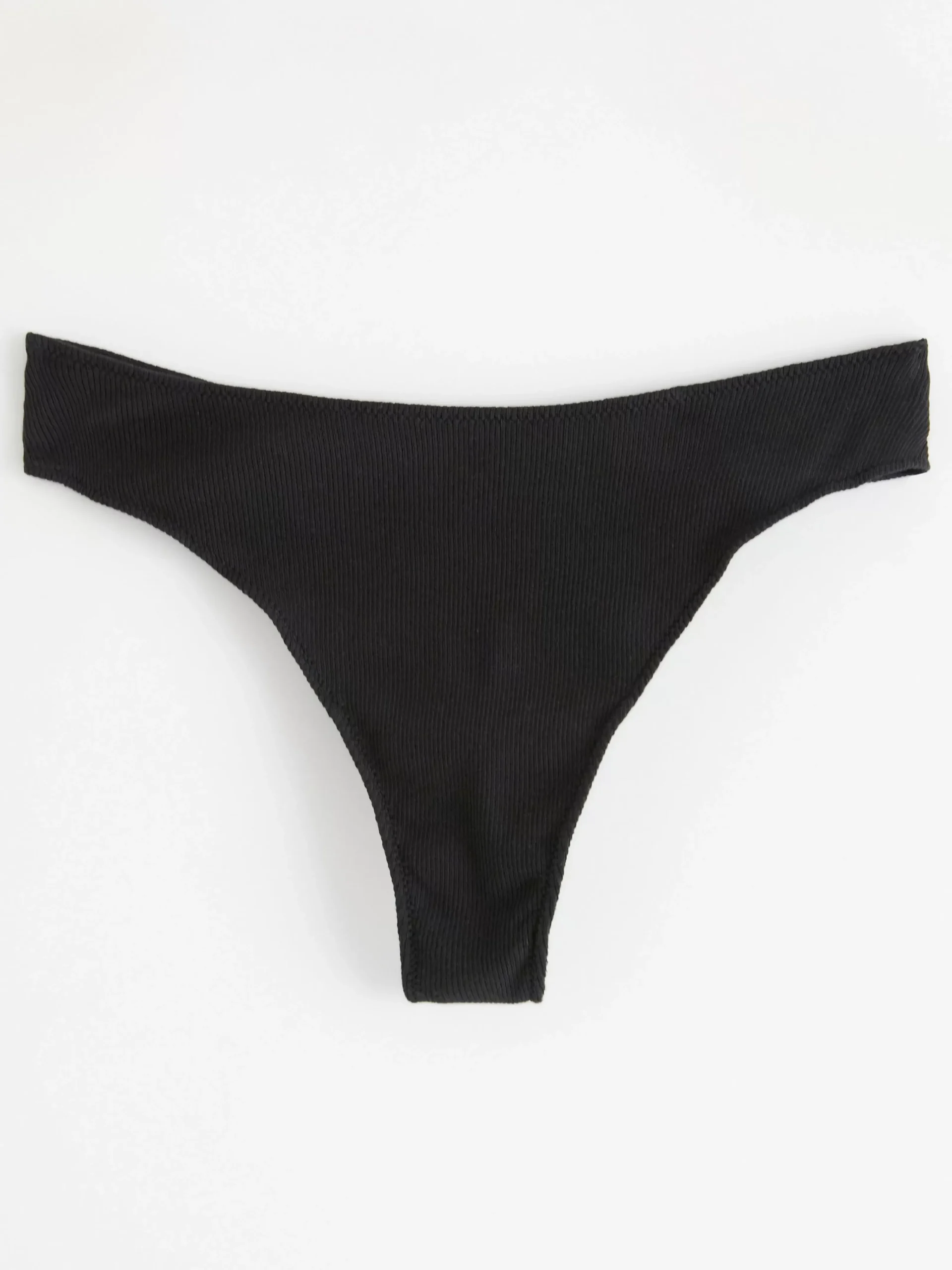 Trosor>Lindex Ribbad Stringtrosa Med Lag Midja Black