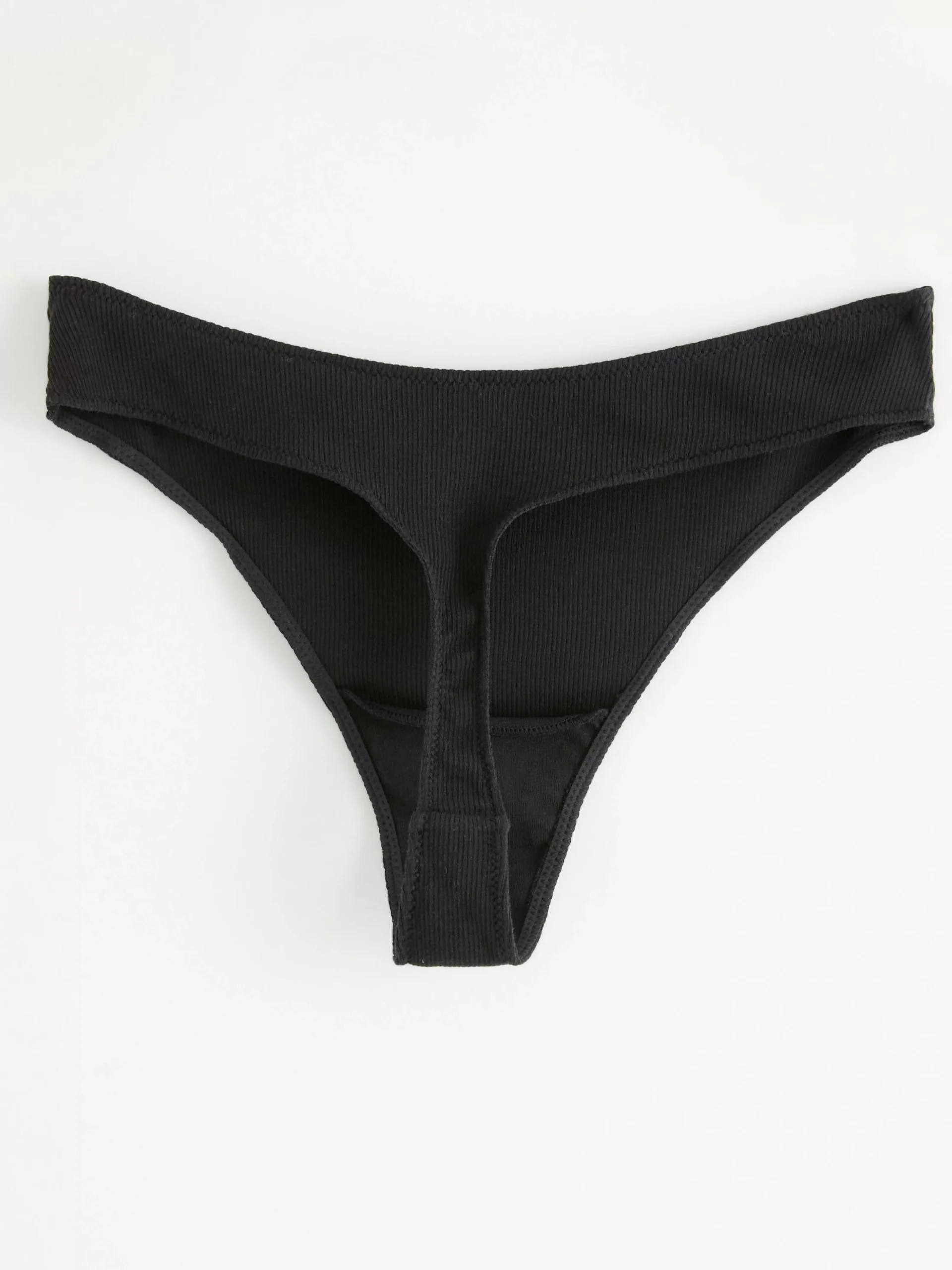 Trosor>Lindex Ribbad Stringtrosa Med Lag Midja Black
