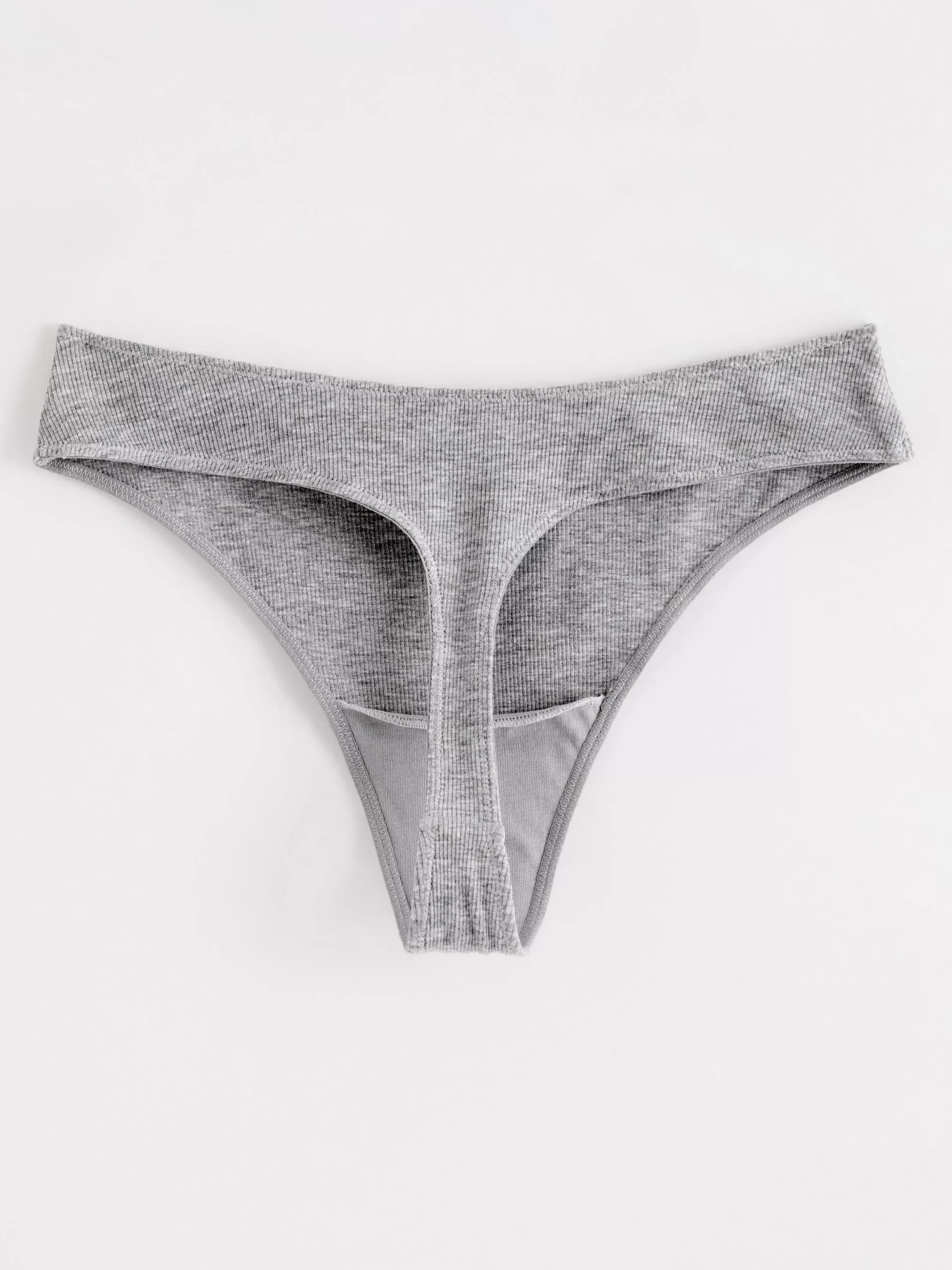 Trosor>Lindex Ribbad Stringtrosa Med Lag Midja Grey Melange