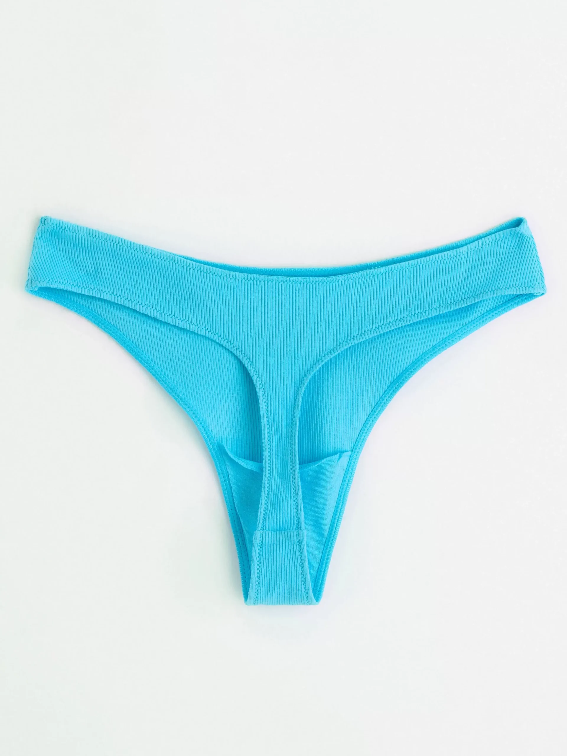 Trosor>Lindex Ribbad Stringtrosa Med Lag Midja Turquoise