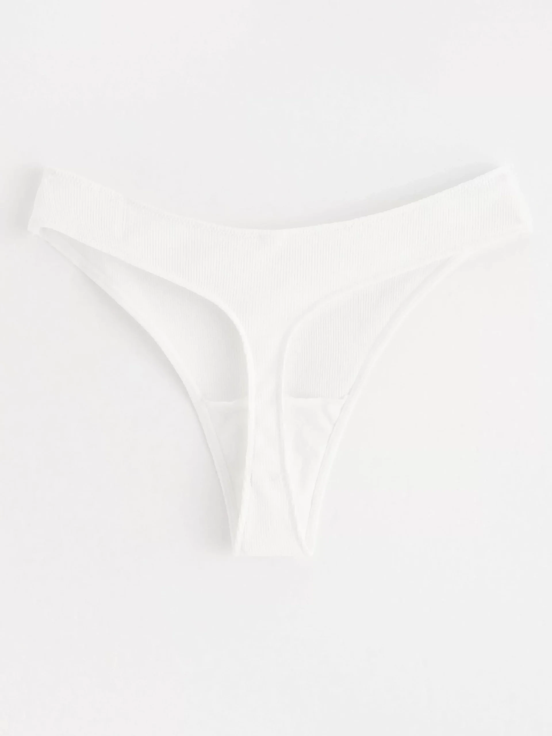 Trosor>Lindex Ribbad Stringtrosa Med Lag Midja White