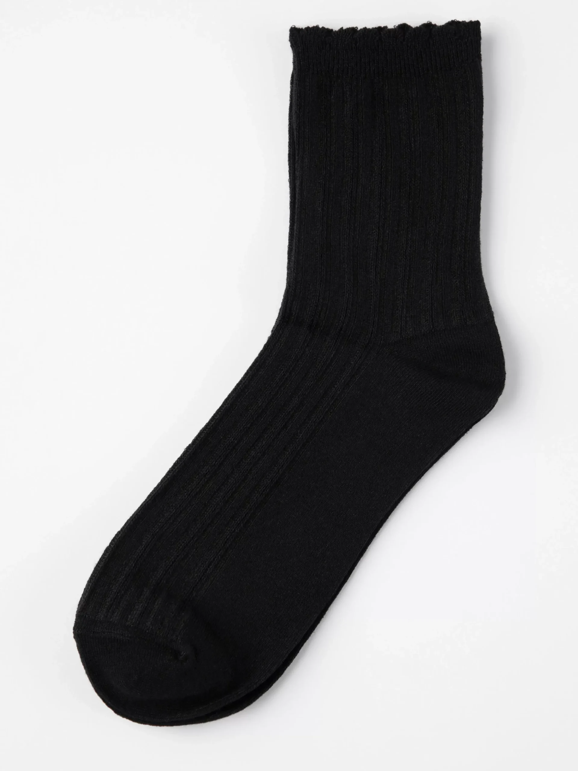 Strumpor>Lindex Ribbad Strumpa Med Volangkant Black