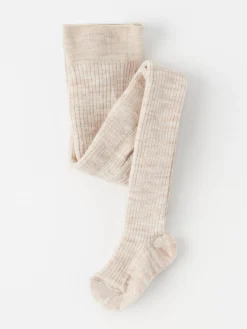 Nyfodd>Lindex Ribbad Strumpbyxa I Ullblandning Light Beige Melange