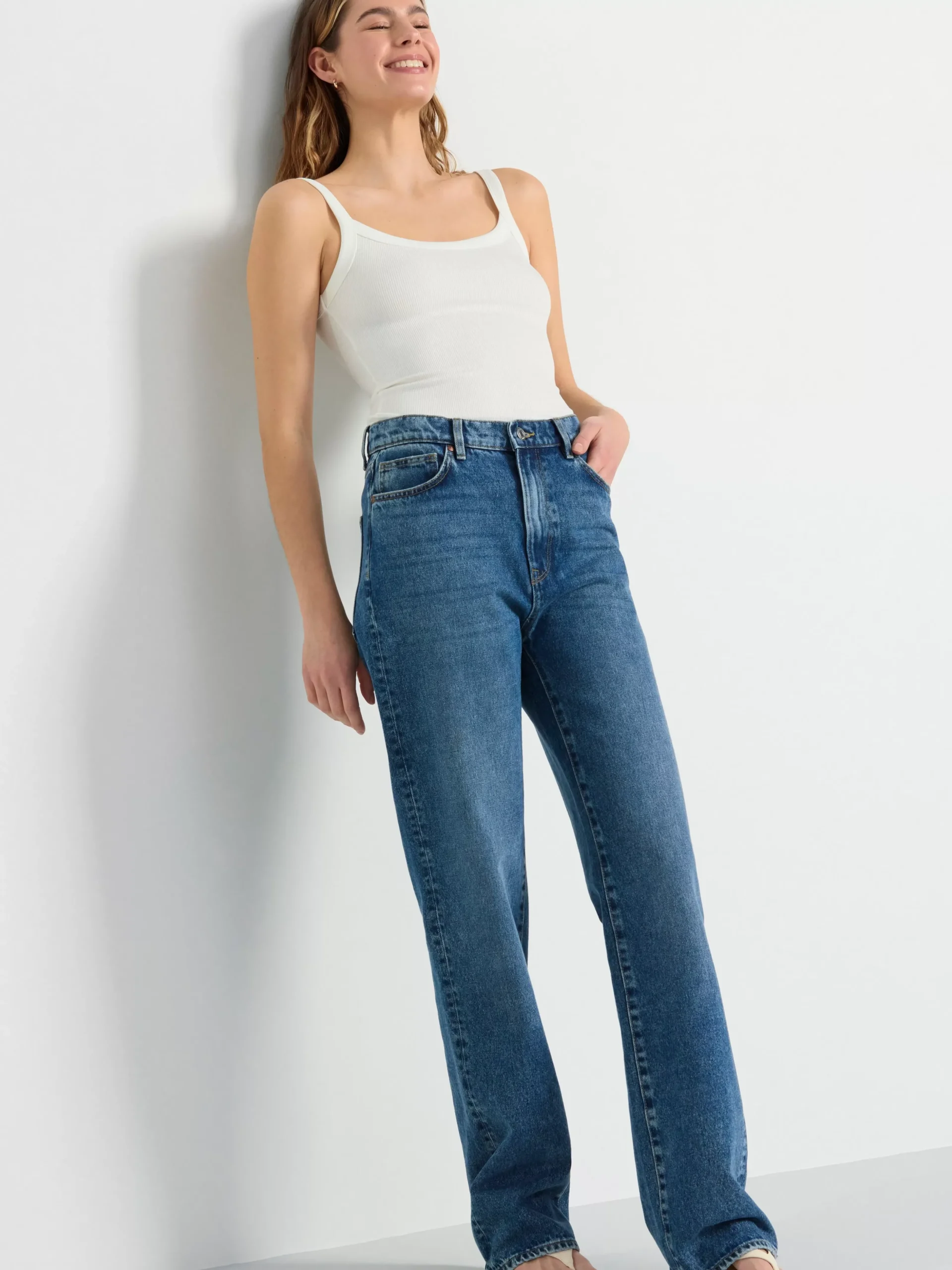 Toppar & T-Shirts>Lindex Ribbad Topp Off White