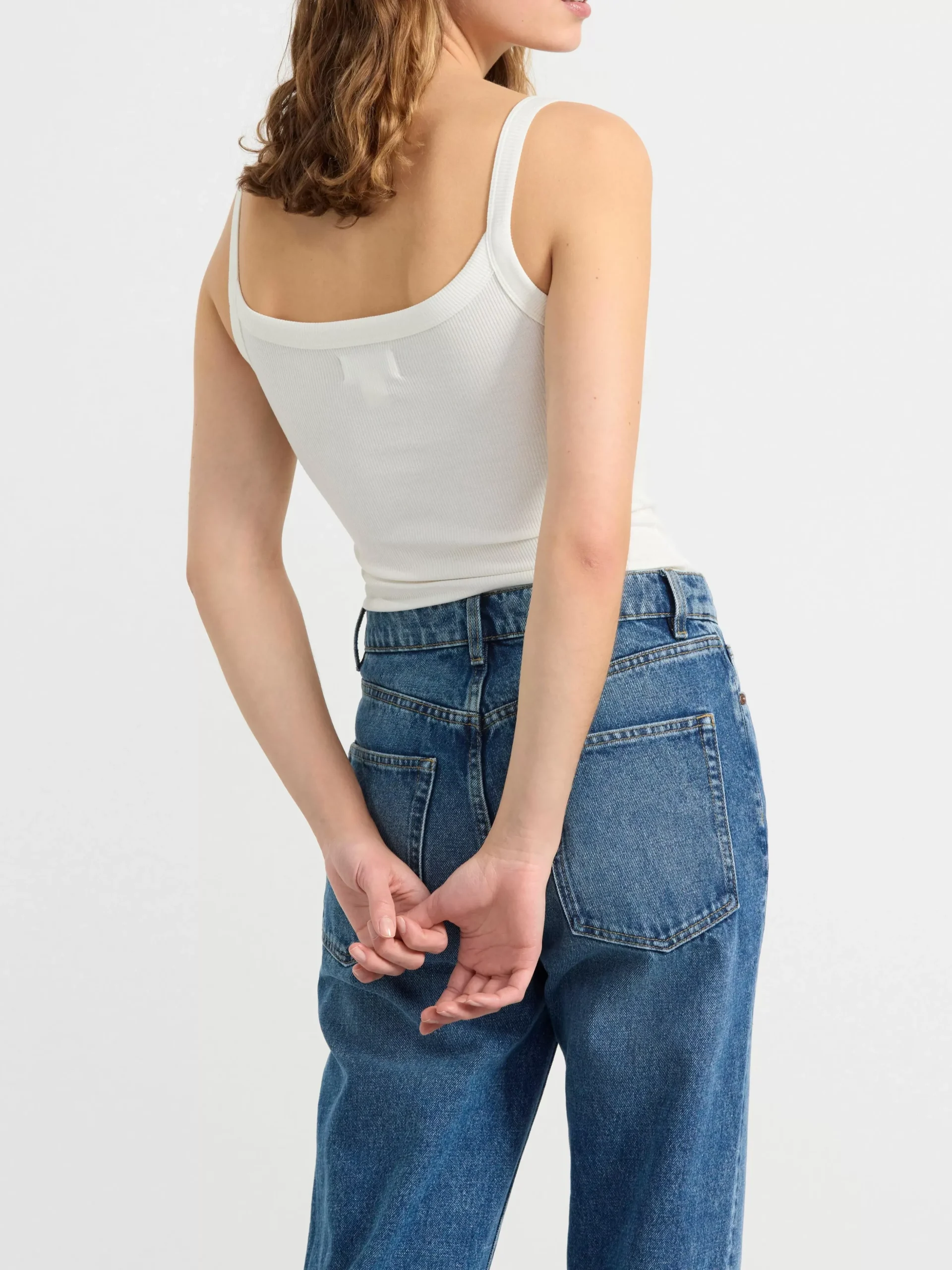Toppar & T-Shirts>Lindex Ribbad Topp Off White