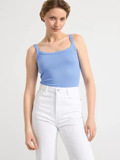 Toppar & T-Shirts>Lindex Ribbad Topp Light Blue