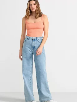 Toppar & T-Shirts>Lindex Ribbad Topp Light Orange