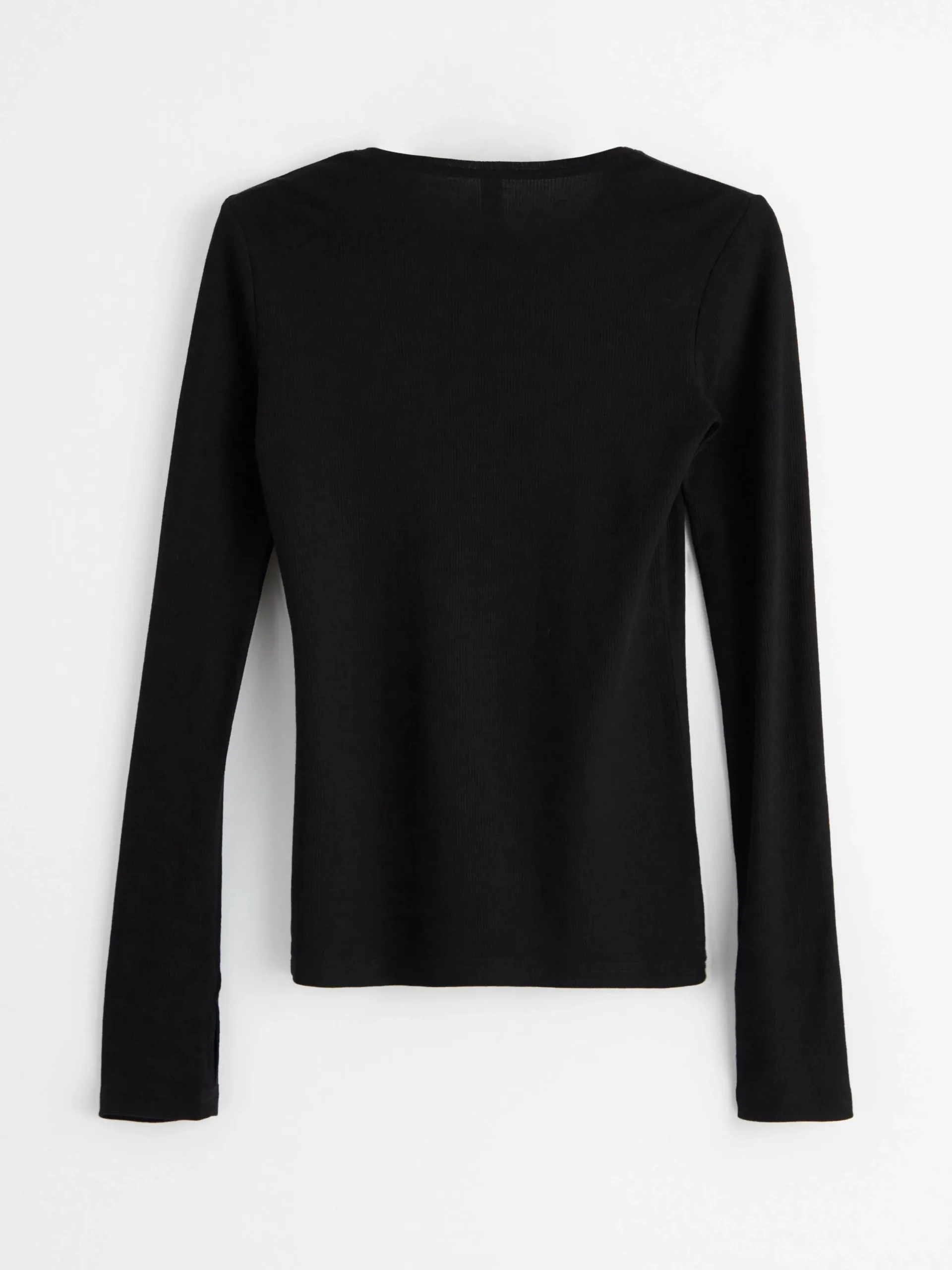 Toppar & T-Shirts>Lindex Ribbad Topp I Merinoull Black