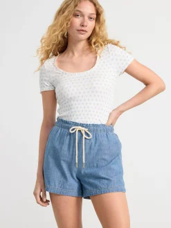 Toppar & T-Shirts>Lindex Ribbad Topp Med Blommor Off White