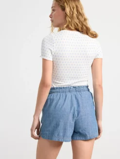Toppar & T-Shirts>Lindex Ribbad Topp Med Blommor Off White