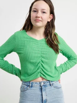Toppar & T-Shirts>Lindex Ribbad Topp Med Rynkdetalj Green