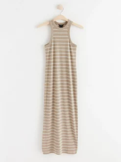 Klänningar>Lindex Ribbad Trikaklanning Beige