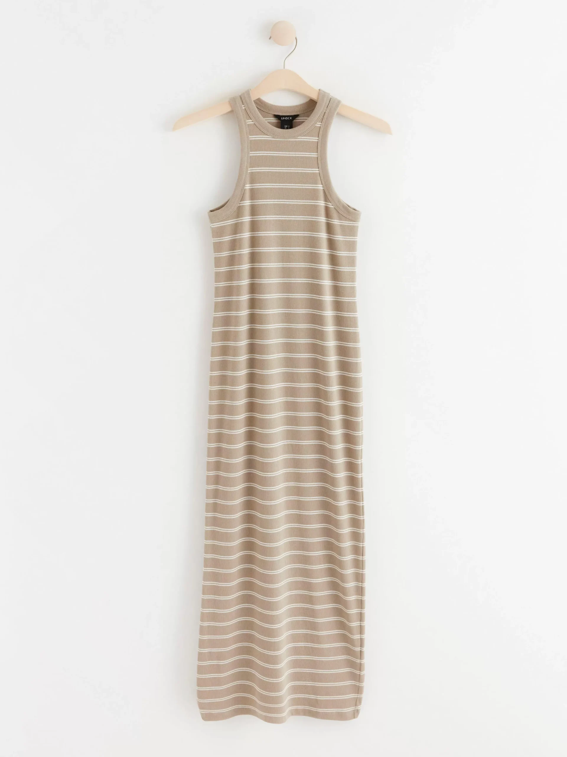 Klänningar>Lindex Ribbad Trikaklanning Beige