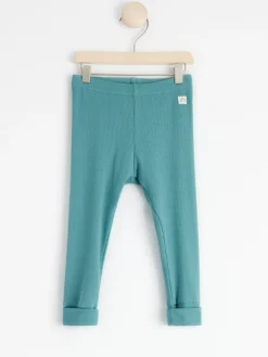 Byxor & Leggings>Lindex Ribbade Leggings Dusty Turquoise