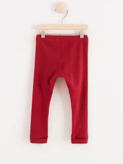 Byxor & Leggings>Lindex Ribbade Leggings Dark Dusty Red
