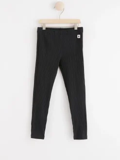 Byxor & Leggings>Lindex Ribbade Leggings Off Black