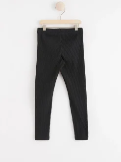 Byxor & Leggings>Lindex Ribbade Leggings Off Black