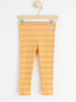 Byxor & Leggings>Lindex Ribbade Leggings Med Rander Light Dusty Yellow