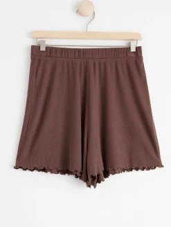 Nattplagg>Lindex Ribbade Pyjamasshorts Dark Dusty Brown