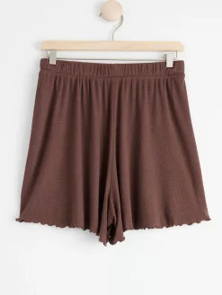Nattplagg>Lindex Ribbade Pyjamasshorts Dark Dusty Brown