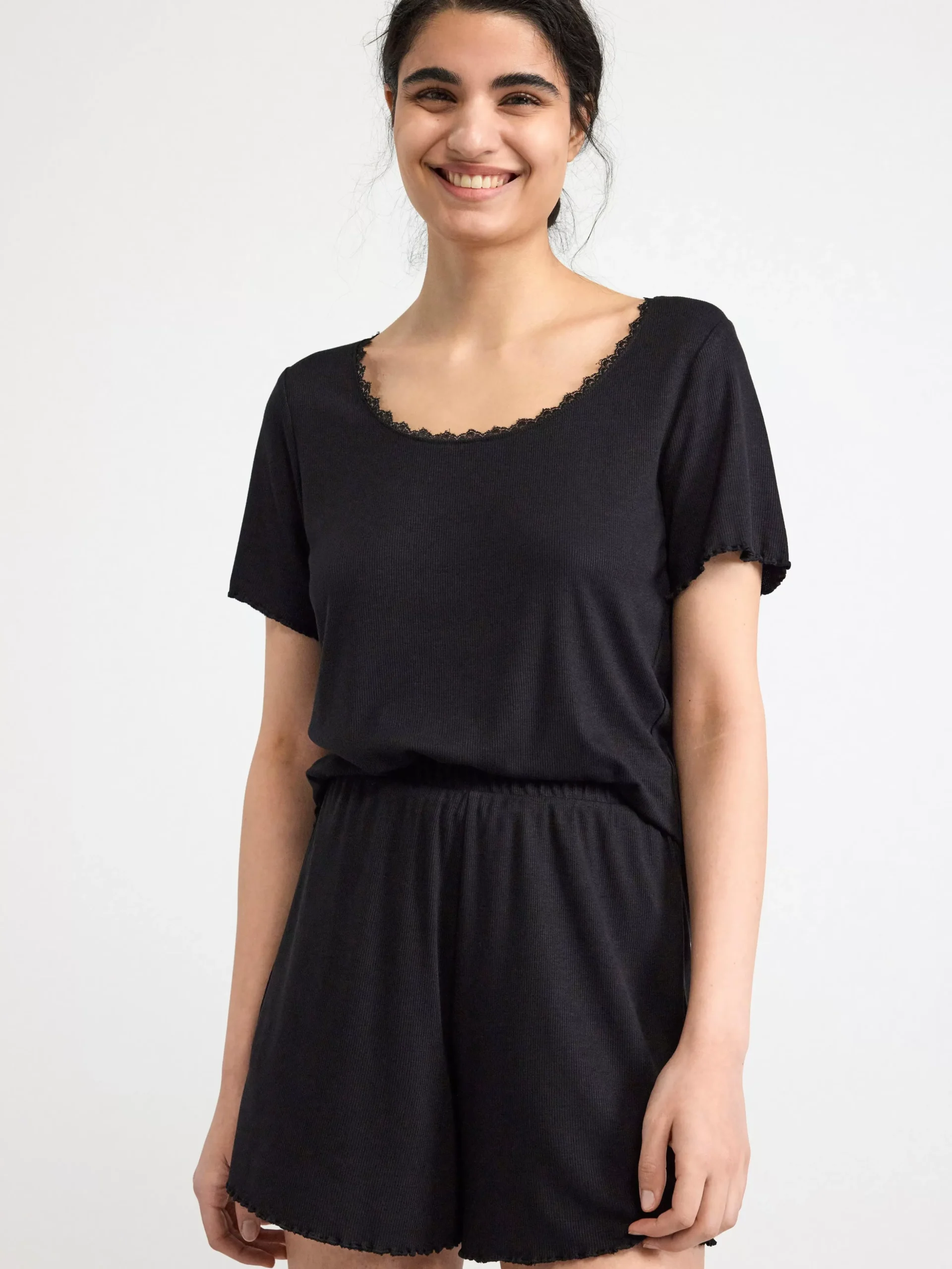Nattplagg>Lindex Ribbade Pyjamasshorts Black