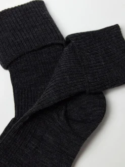 Strumpor>Lindex Ribbade Strumpor I Merinoull Offblack Melange