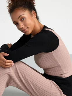 Linnen>Lindex Ribbat Kort Linne Dark Dusty Pink