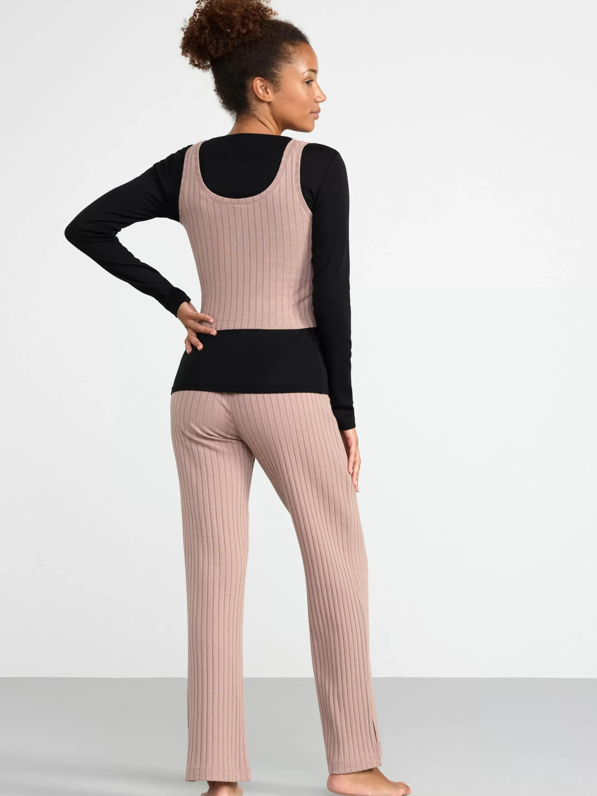 Linnen>Lindex Ribbat Kort Linne Dark Dusty Pink