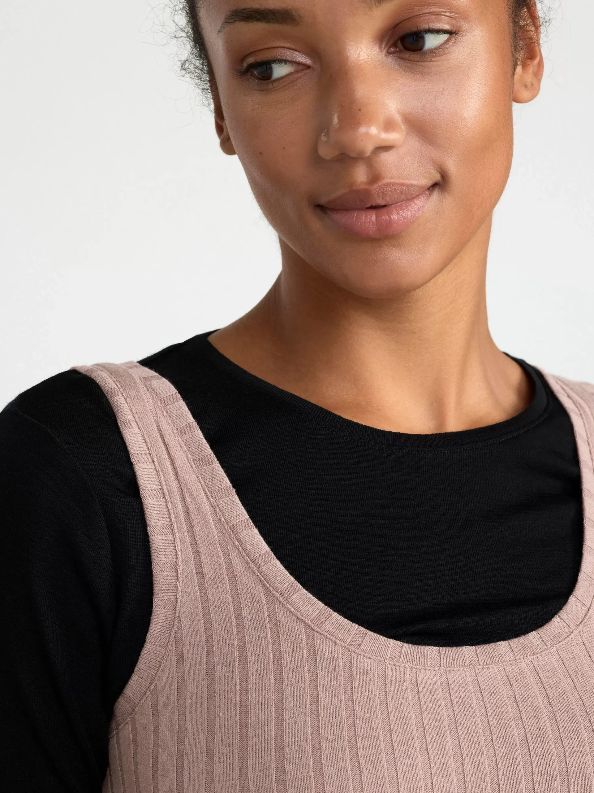 Linnen>Lindex Ribbat Kort Linne Dark Dusty Pink