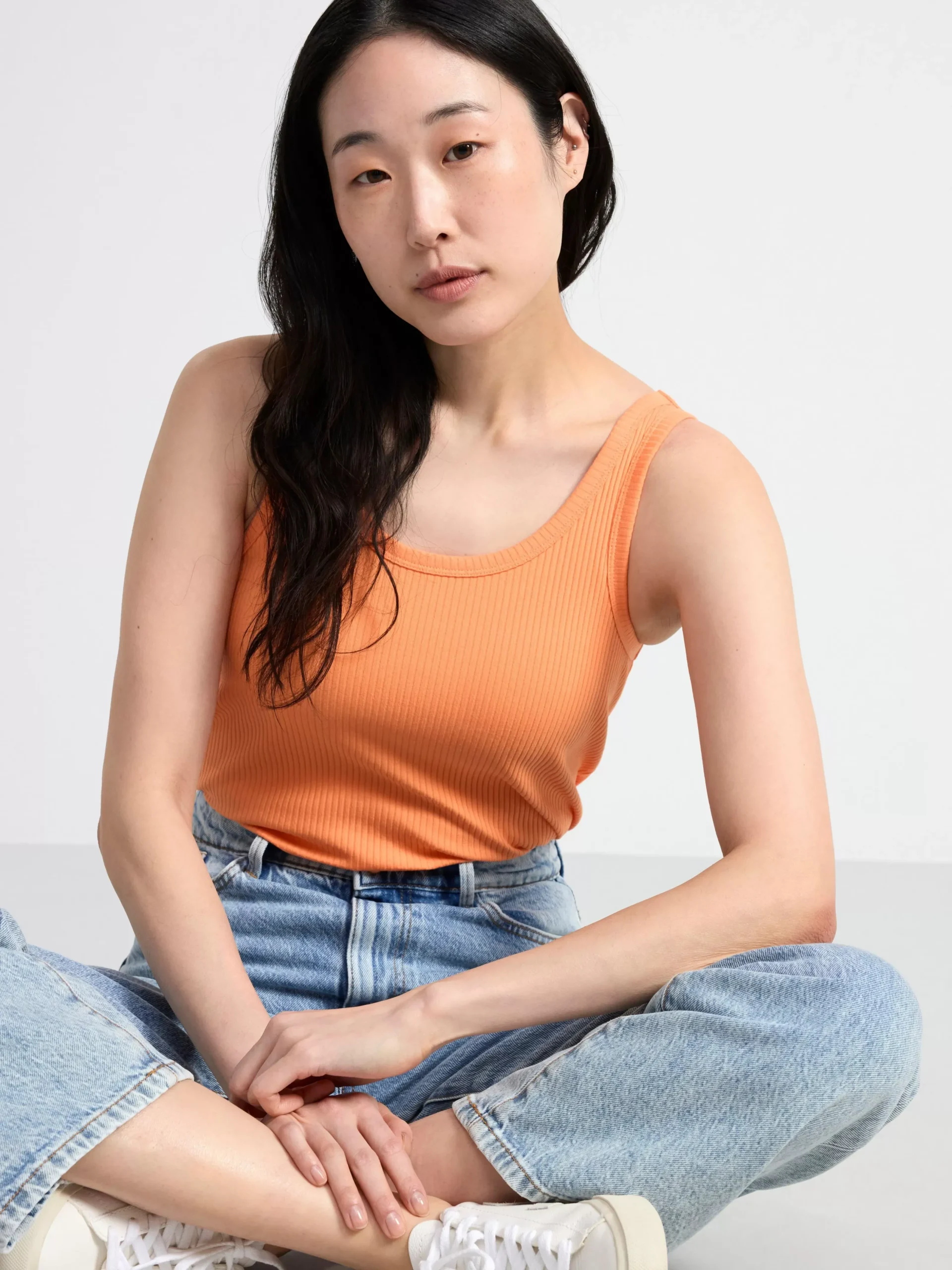 Toppar & T-Shirts>Lindex Ribbat Linne Light Orange