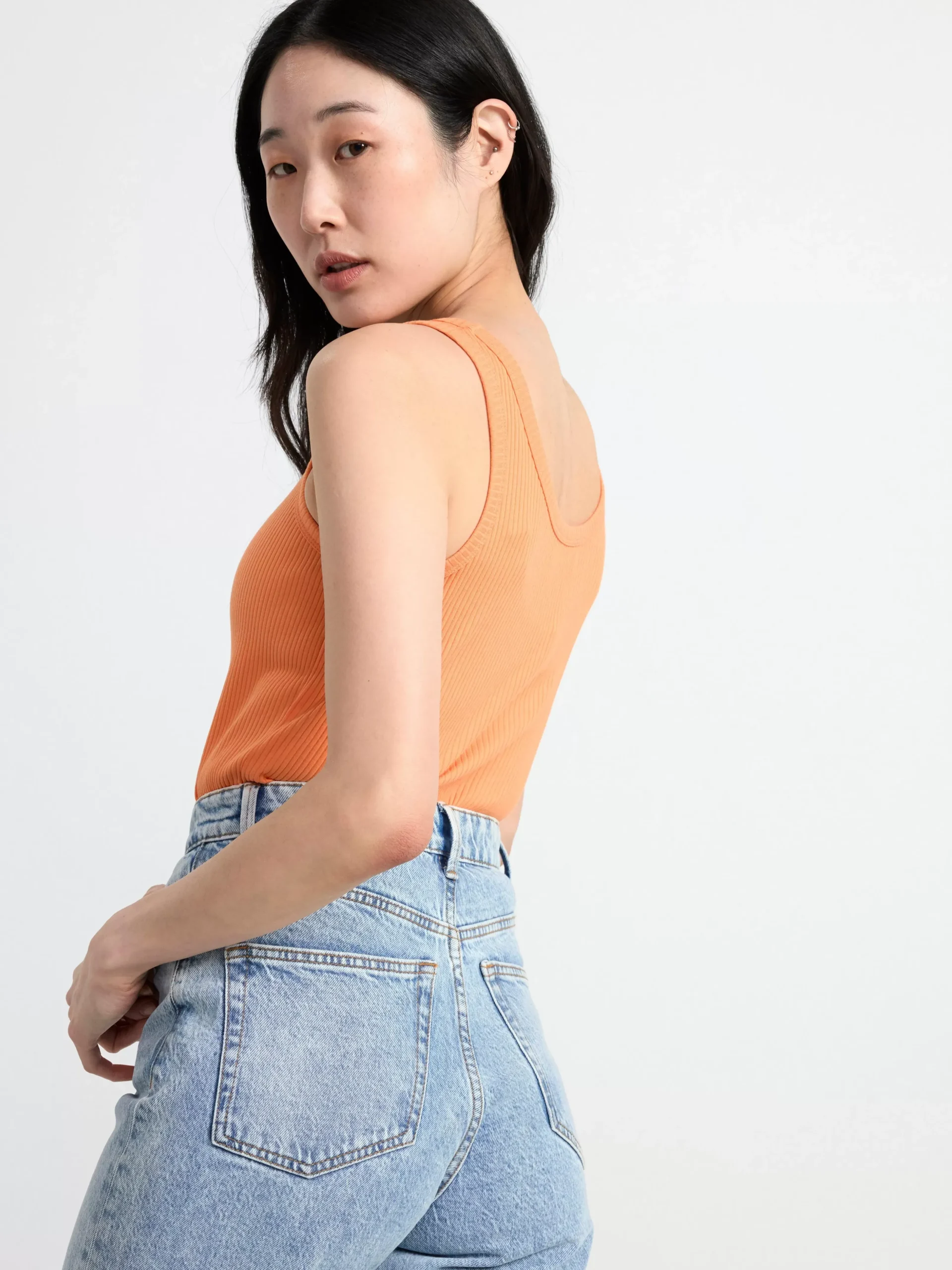 Toppar & T-Shirts>Lindex Ribbat Linne Light Orange