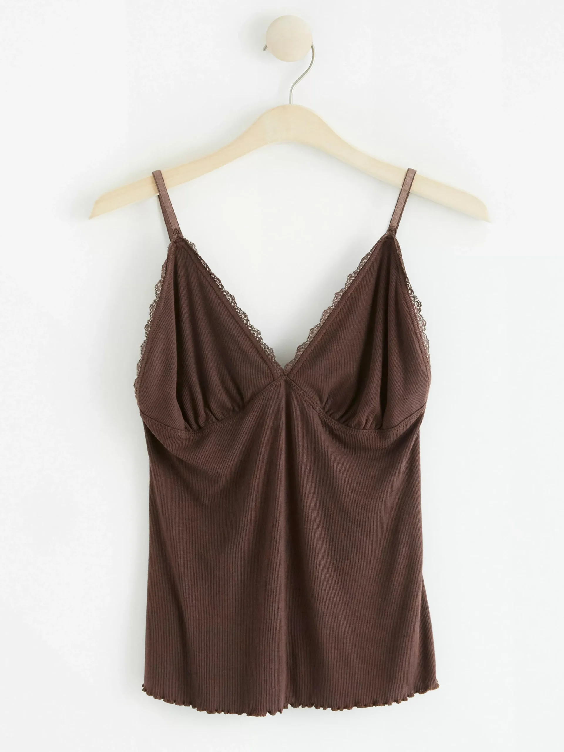 Nattplagg>Lindex Ribbat Linne Dark Dusty Brown