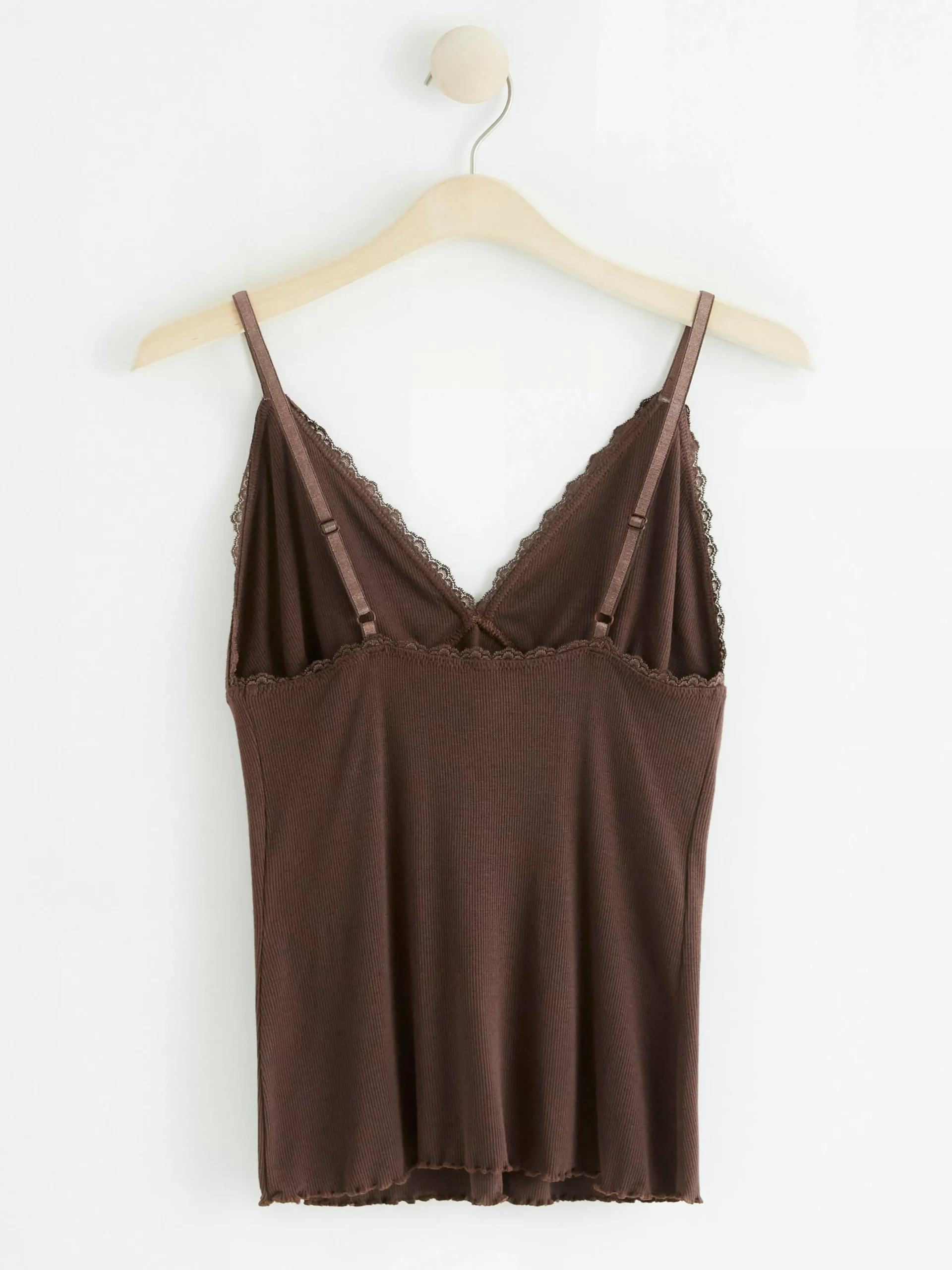 Nattplagg>Lindex Ribbat Linne Dark Dusty Brown