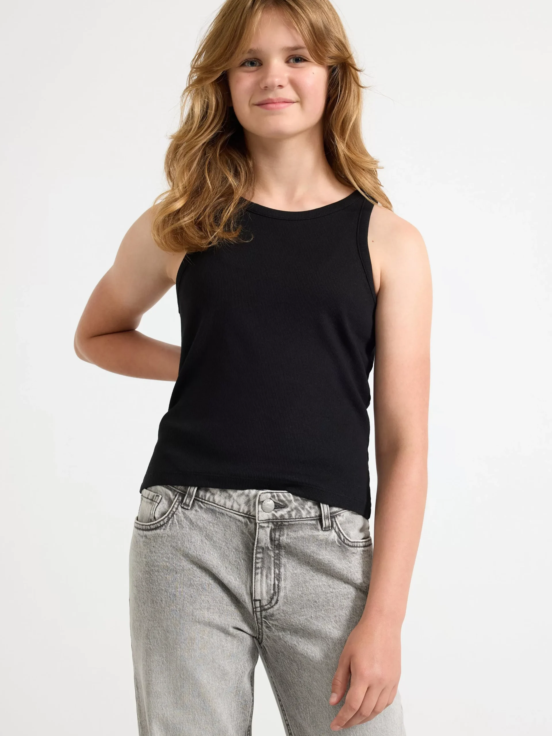 Toppar & T-Shirts>Lindex Ribbat Linne Black