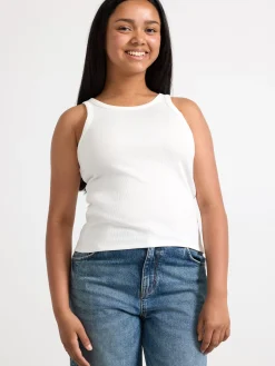 Toppar & T-Shirts>Lindex Ribbat Linne Off White