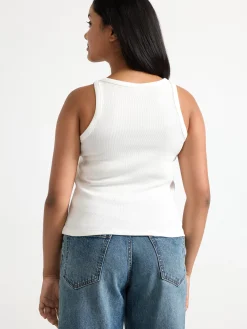 Toppar & T-Shirts>Lindex Ribbat Linne Off White