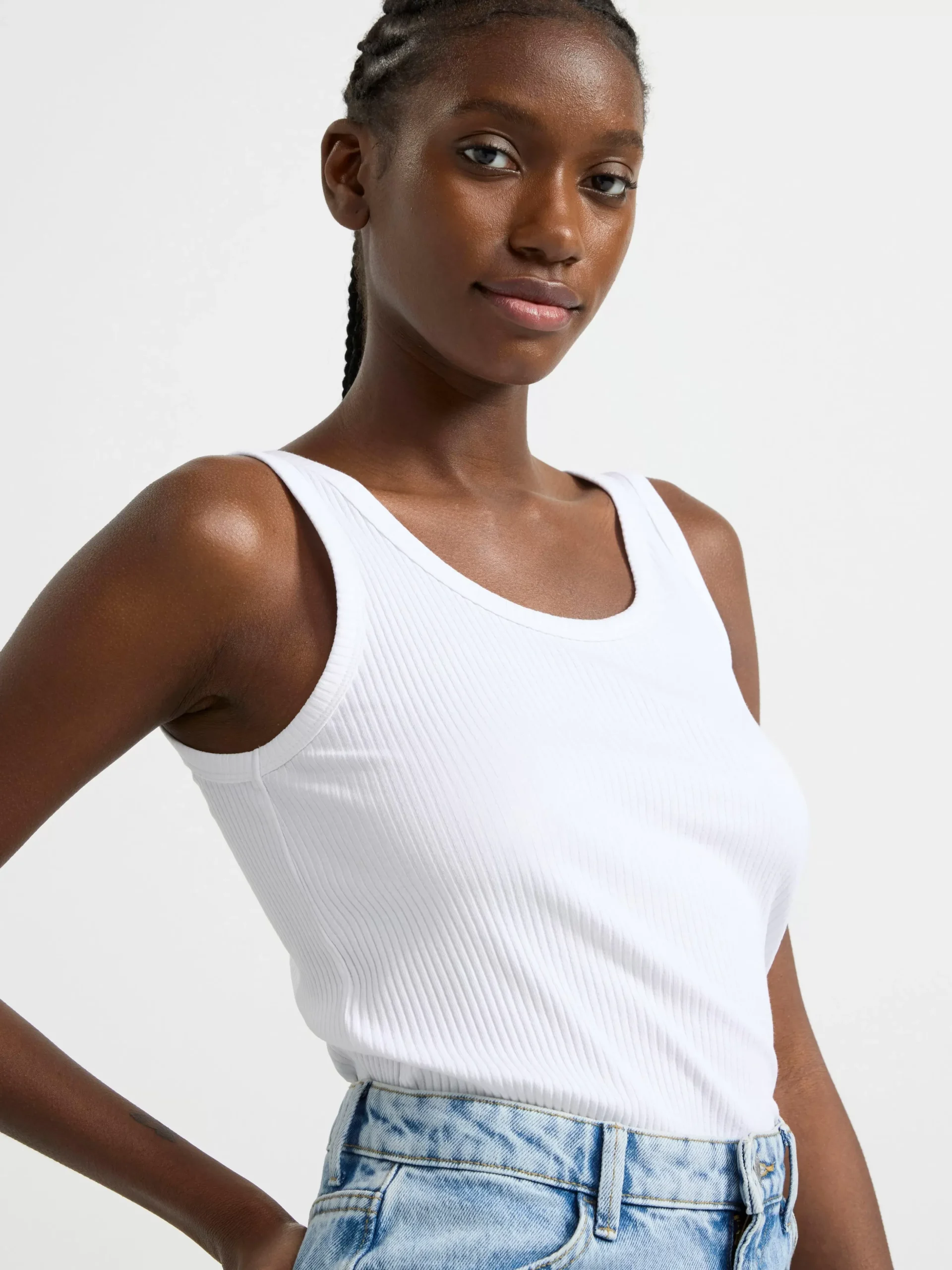 Toppar & T-Shirts>Lindex Ribbat Linne White