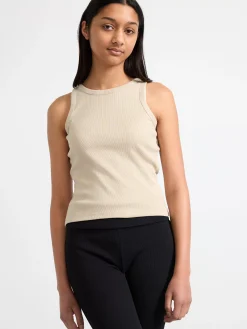 Toppar & T-Shirts>Lindex Ribbat Linne Light Beige