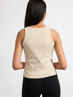 Toppar & T-Shirts>Lindex Ribbat Linne Light Beige