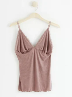 Nattplagg>Lindex Ribbat Linne Dark Dusty Pink