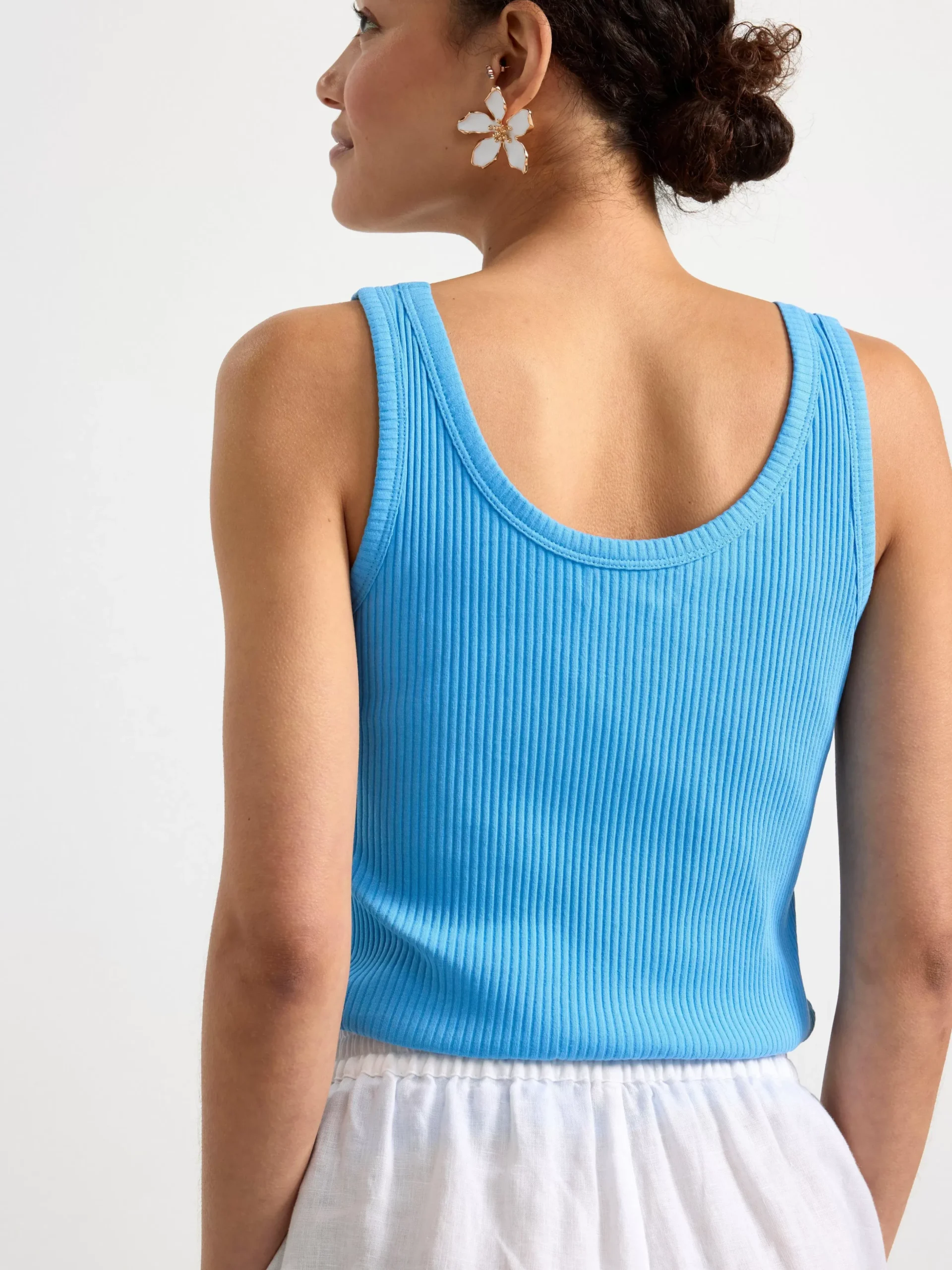 Toppar & T-Shirts>Lindex Ribbat Linne Light Dusty Blue