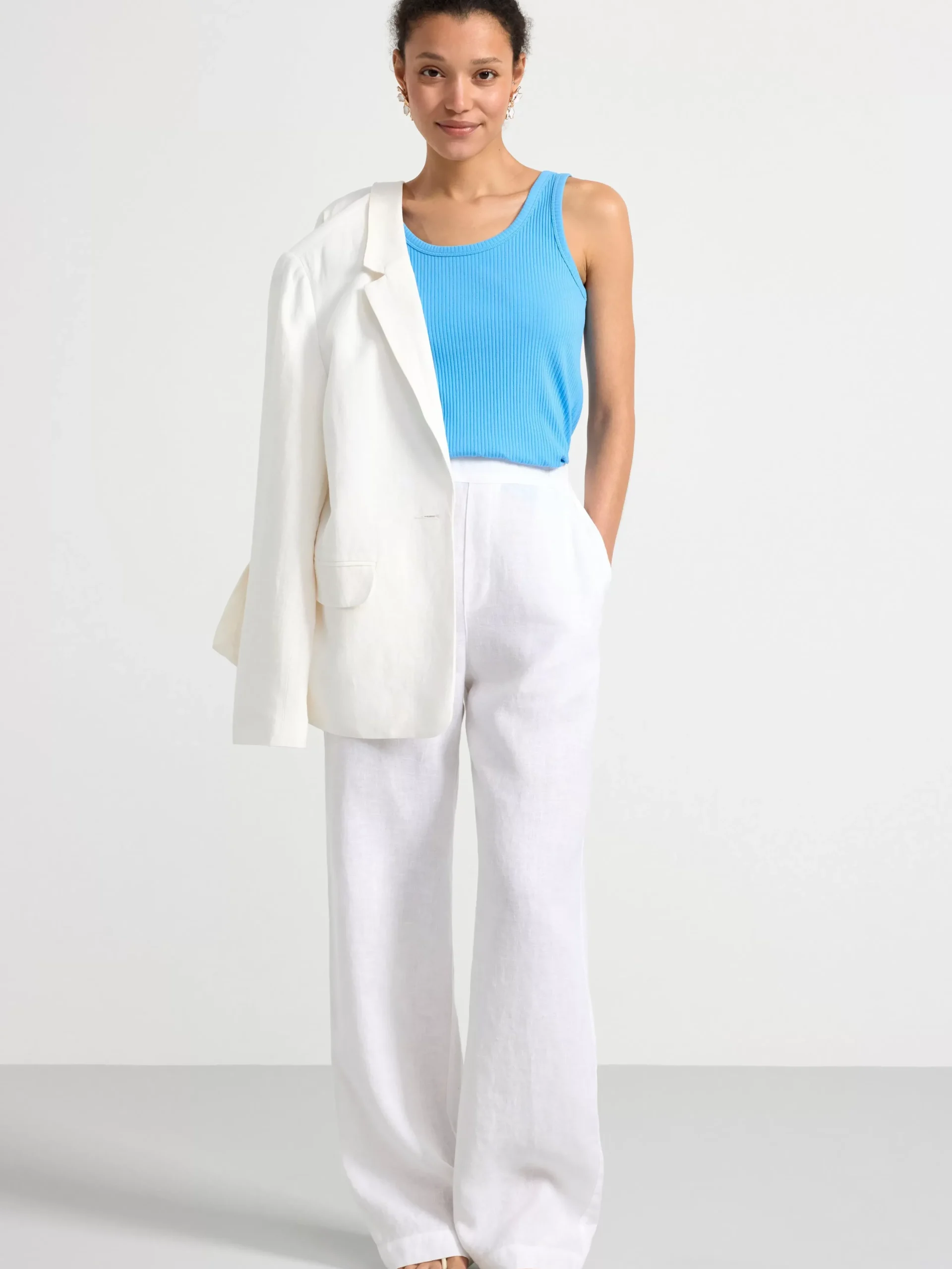Toppar & T-Shirts>Lindex Ribbat Linne Light Dusty Blue