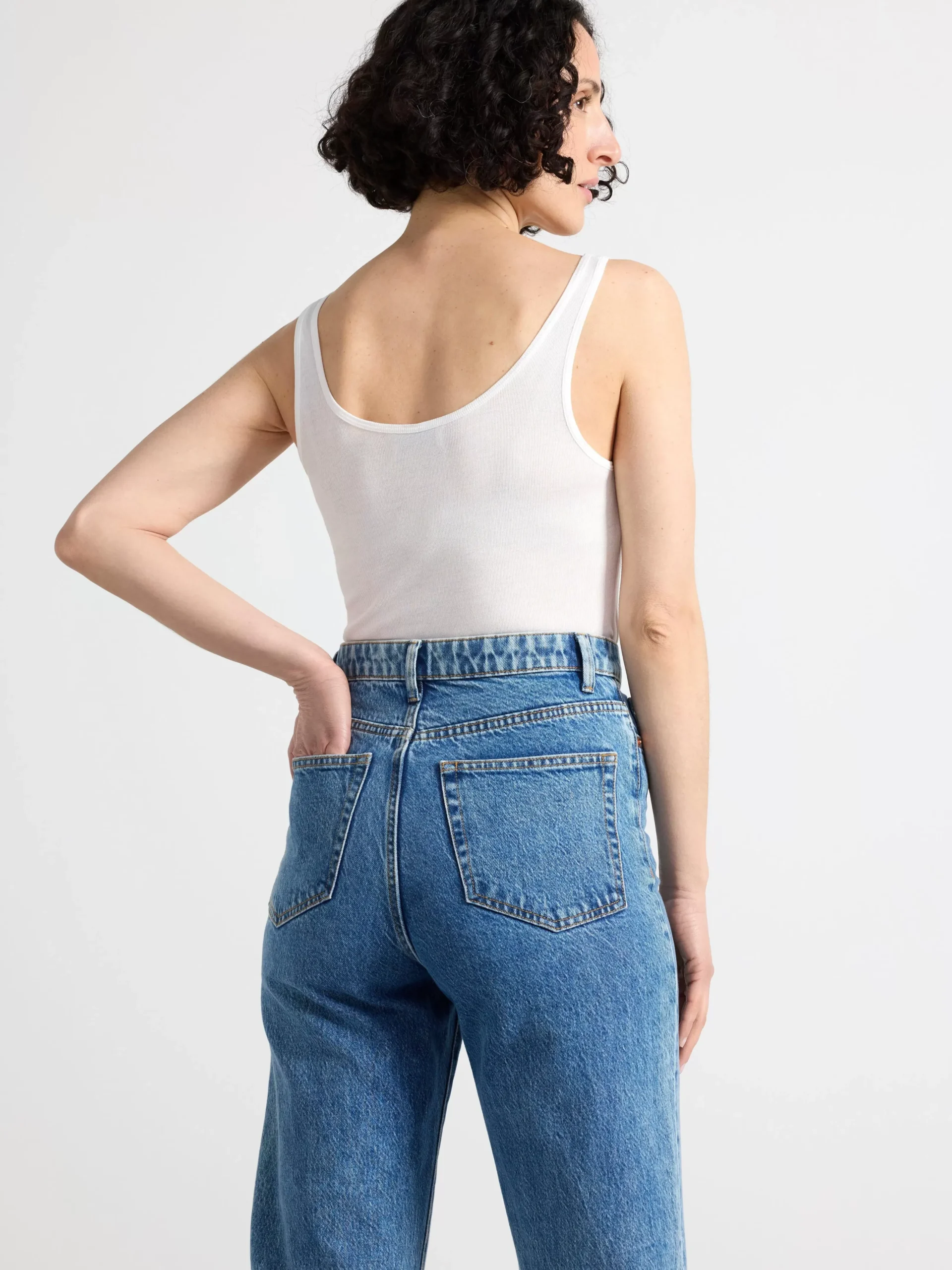 Toppar & T-Shirts>Lindex Ribbat Linne Med Knappsla Off White