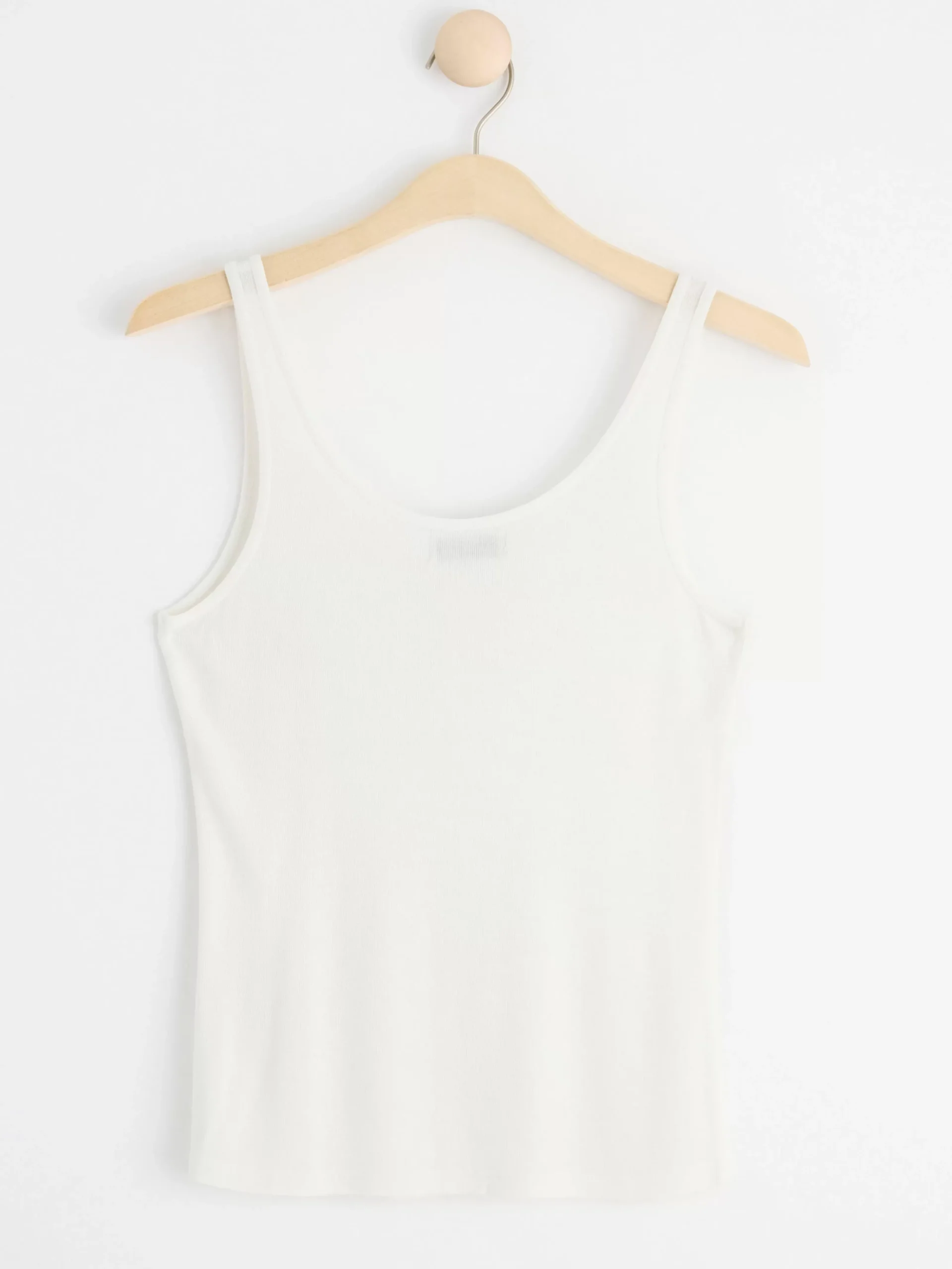Toppar & T-Shirts>Lindex Ribbat Linne Med Knappsla Off White