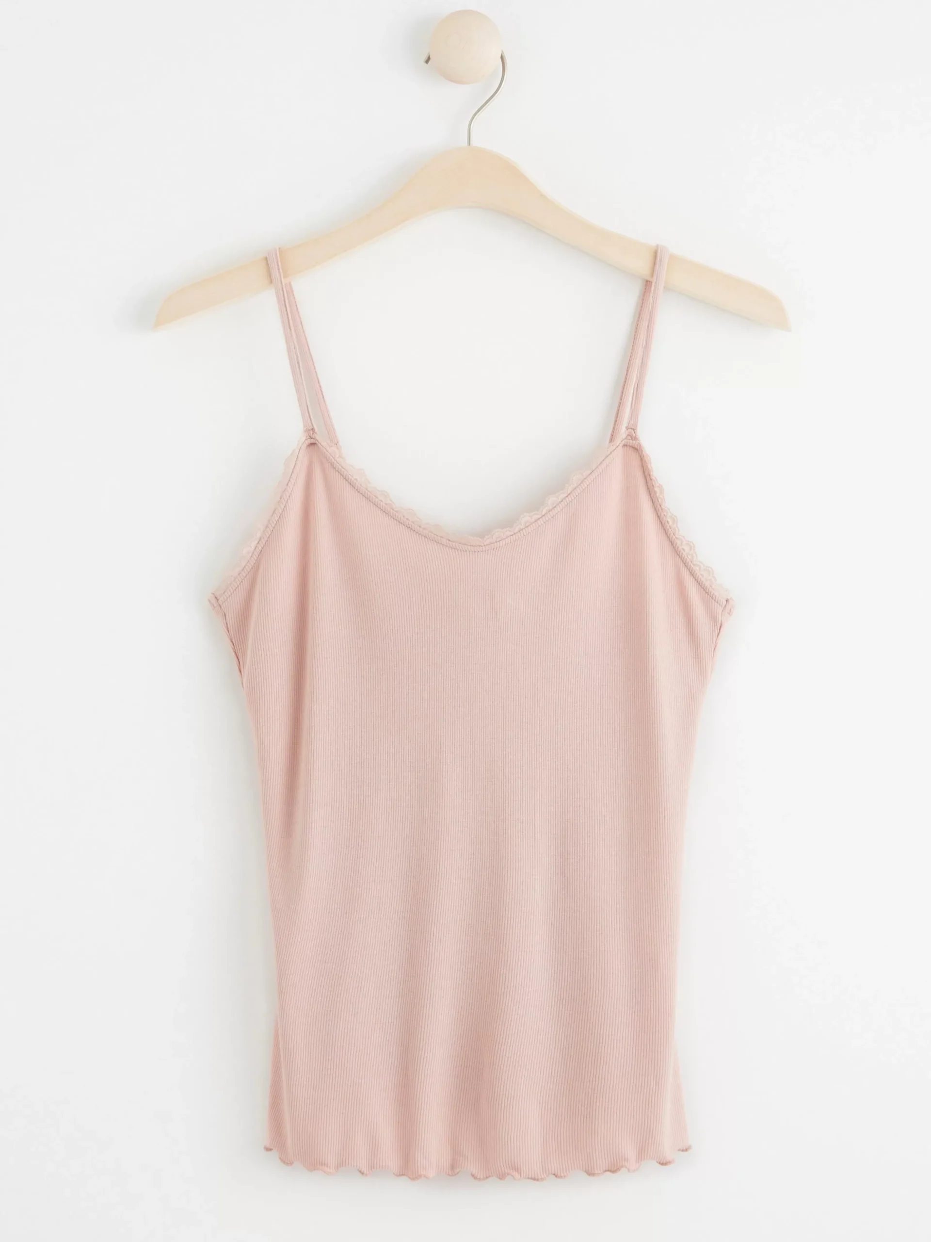 Nattplagg>Lindex Ribbat Linne Med Spets Dusty Pink